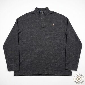 Polo Ralph Lauren Estate Rib Quarter Zip‎ Pullover Sweater Gray Heather Men's XL